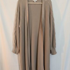 SHEIN Taupe Knit Open-Front Cardigan